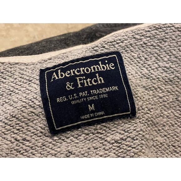 Abercrombie & Fitch AF Mens Hoodie Medium Grey Sweatshirt Pullover Spellout M - Picture 5 of 5